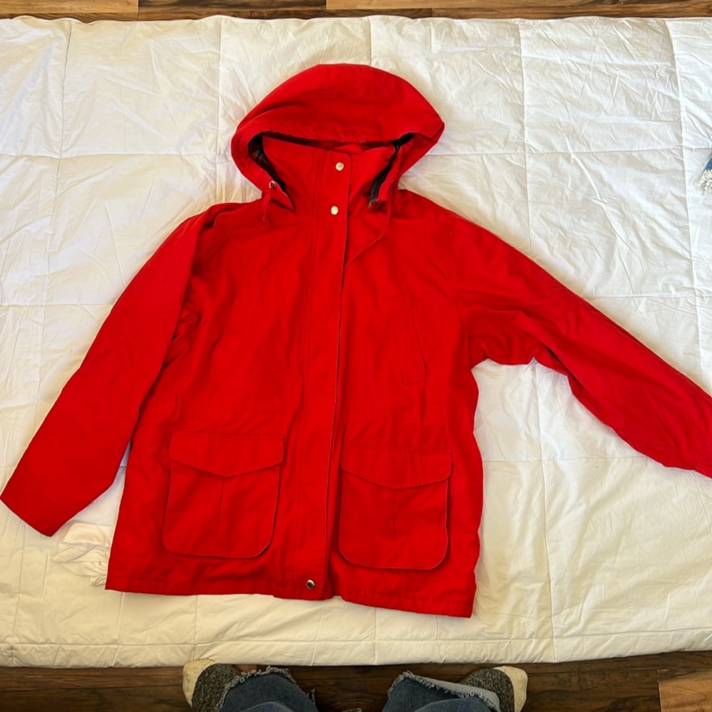 Red zip up River Edger coat